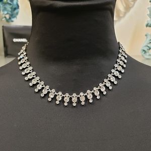 Silver-Tone Bridal Necklace with Crystal Accents